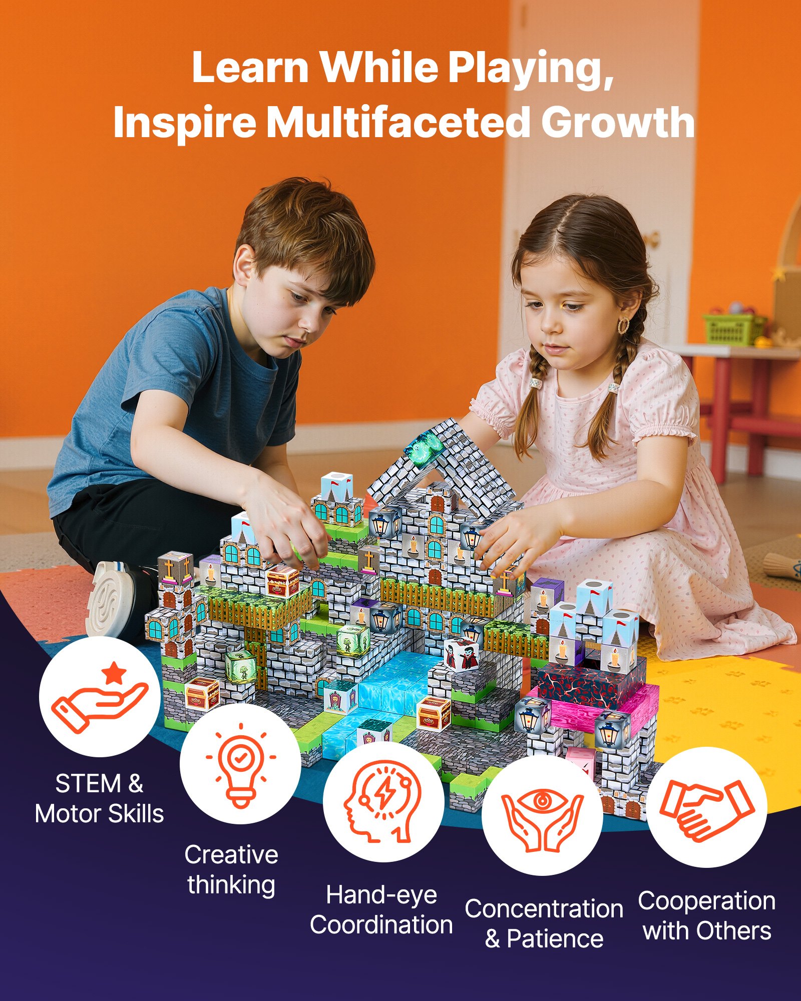 Magnetic Blocks, 100 Pcs Cemetery Toy