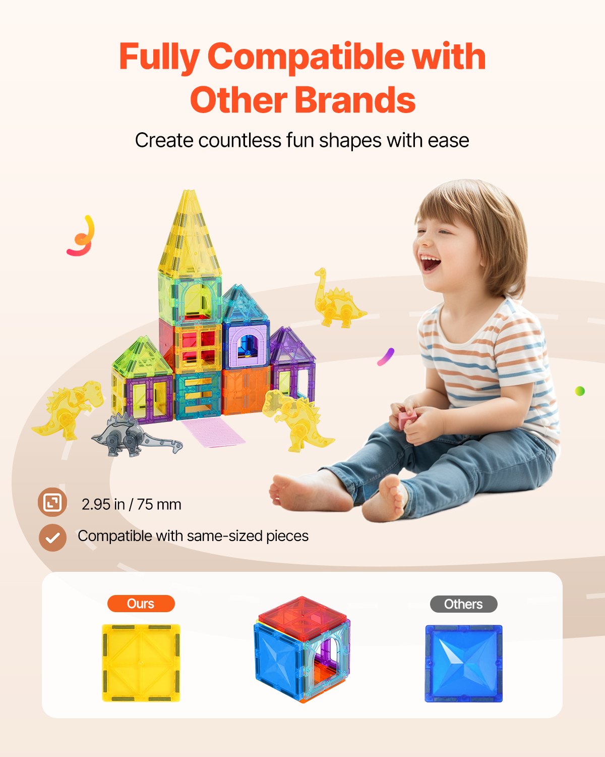 Magnetic Tiles, 56 Pcs Animals Toy — photo 4