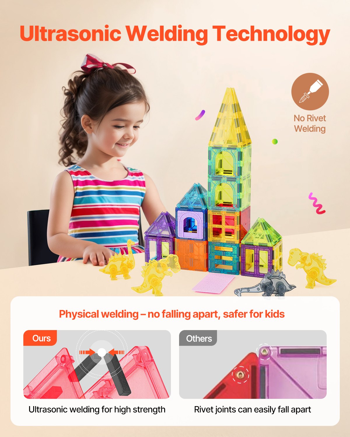 Magnetic Tiles, 56 Pcs Animals Toy — photo 3