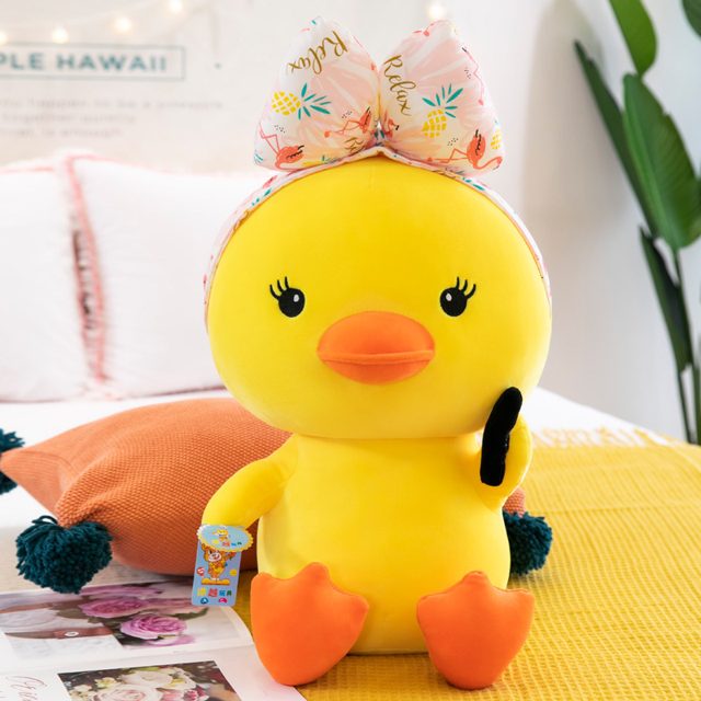 Flirty-Lashes Tropical Bow Duck Plush