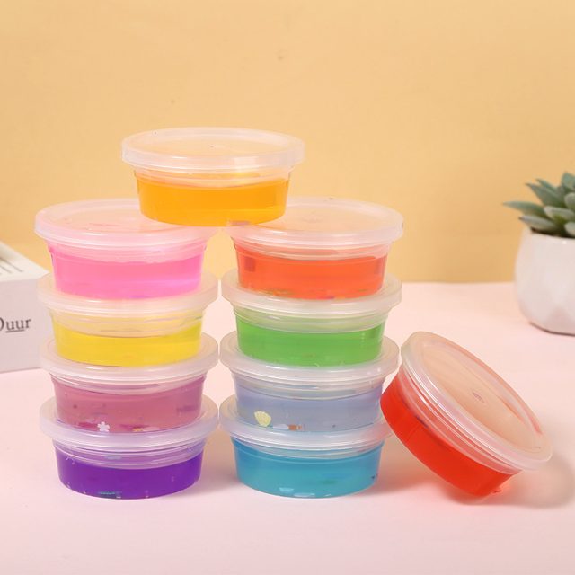 12 Crystal-Clear Jelly Slime Tubs