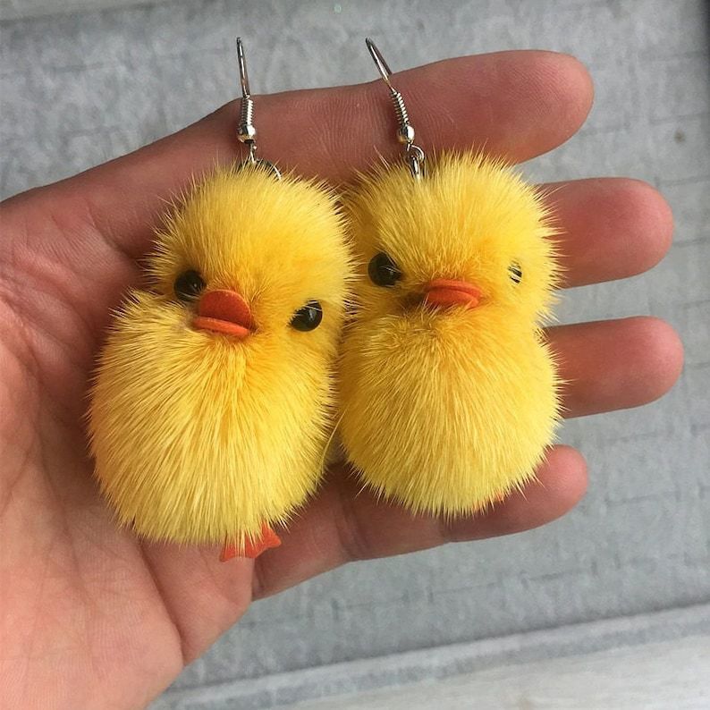 Mink Hair Little Duck Earrings Keychain โ photo 2