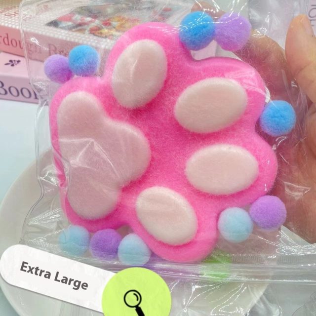 Fuzzy Pink Cat Paw Squish Squeeze Toy