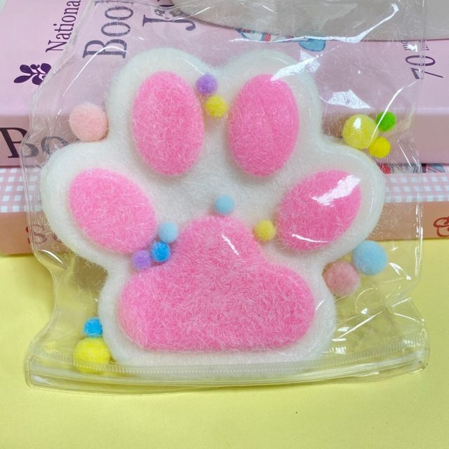 Fuzzy Pink Kitty Paw Squishy