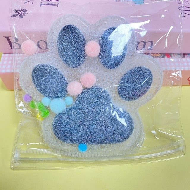 Fuzzy Smoky-Gray Kitty Paw Squishy