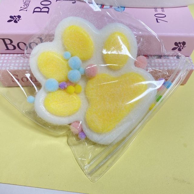 Fuzzy Lemon Kitty Paw Squishy