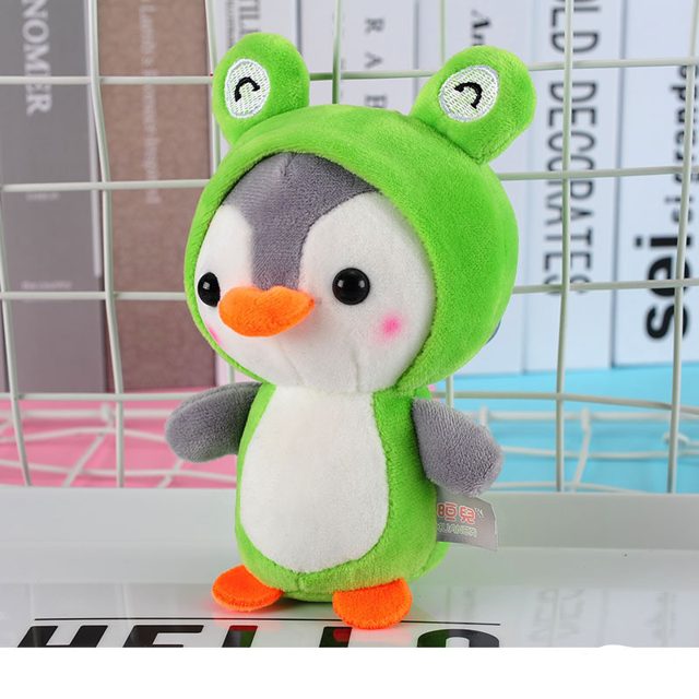 Penguin in a Frog Hat Plush Keychain