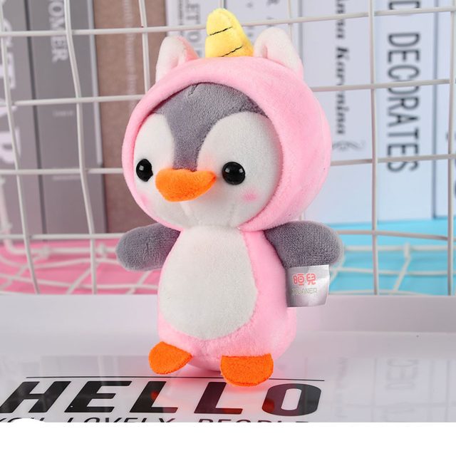 Penguin In A Pink Unicorn Hoodie Keychain