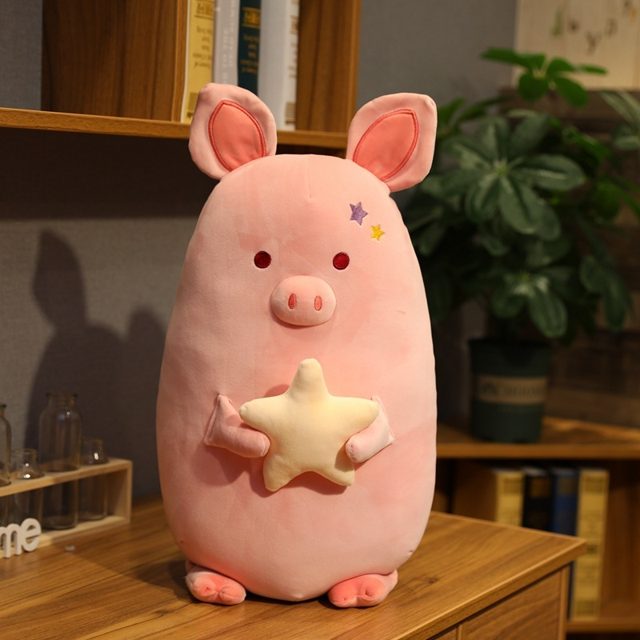 Star-Hugging Pink Piggy Plush