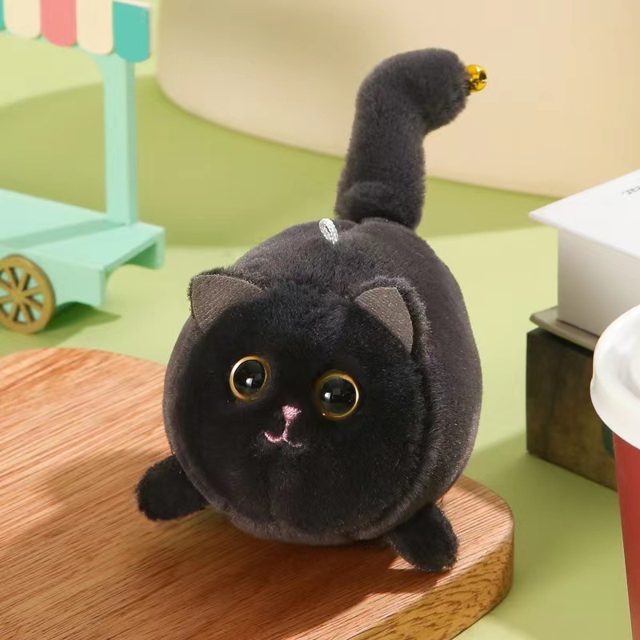 Round Black Kitten Keychain