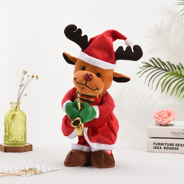 Sax-Playing Dancing Reindeer Plush