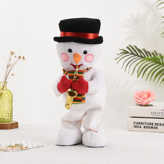 Sax-Playing Dancing Snowman Plush
