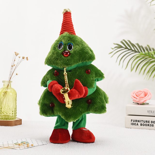 Sax-Playing Dancing Christmas Tree Plush
