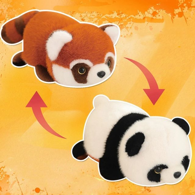Panda-to-Red-Panda Flip Plushie (Jumbo)
