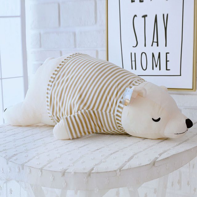 Sleepy Striped Pajama Polar Bear Plush
