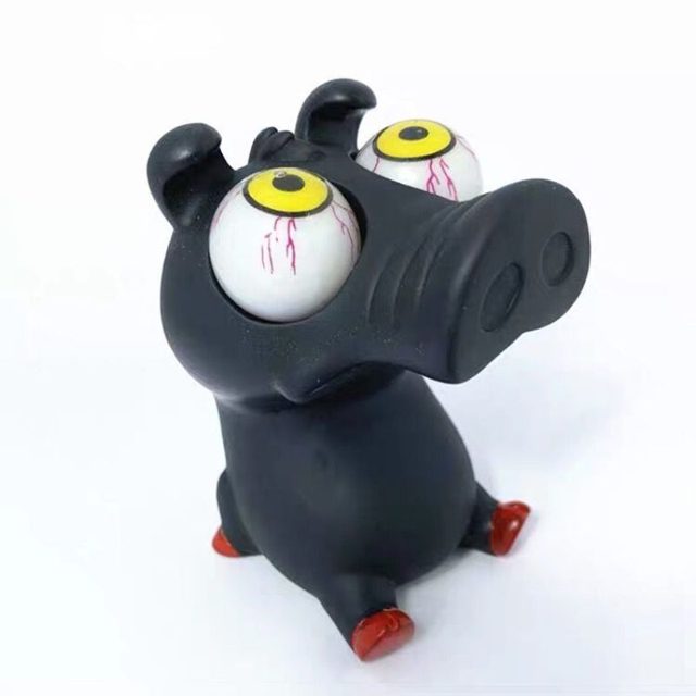 Pop-Eye Black Piggy Squeeze Toy