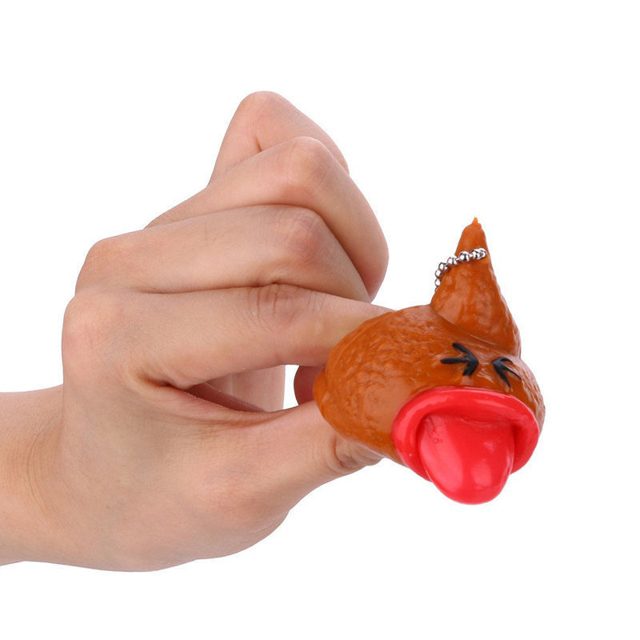 Pop-Tongue Poop Keychain Squeeze Toy