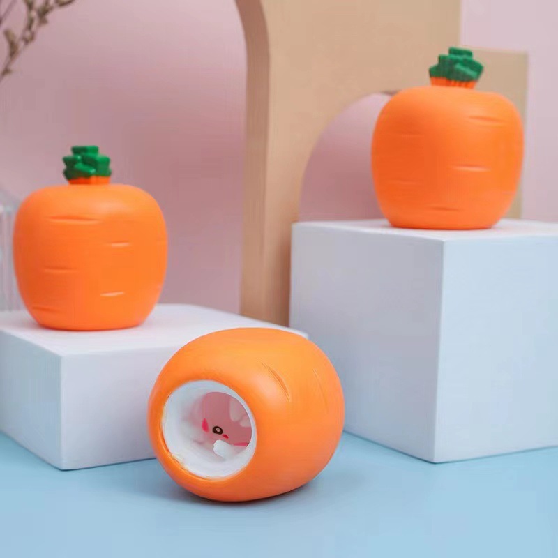 Peek-A-Boo Carrot Bunny Squishy