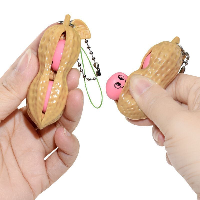 Pop-A-Bean Peanut Keychain
