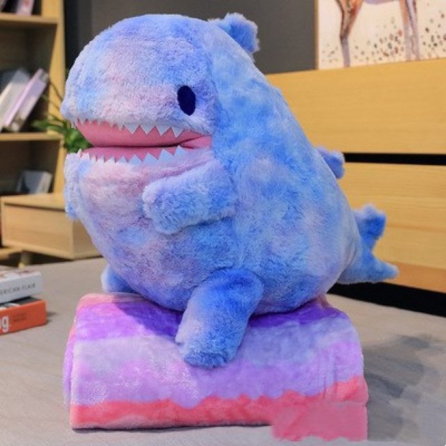 Rainbow Tie-Dye Dino Plush & Blanket โ photo 3