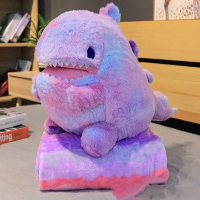 Rainbow Tie-Dye Dino Plush & Blanket โ photo 2