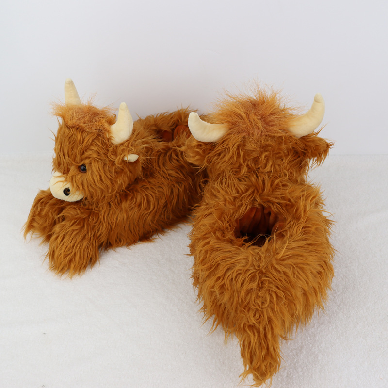 Highland Coo Fuzzy Cow Slippers