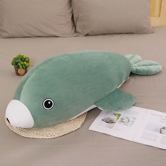 Chubby Green Dolphin Pillow Plush