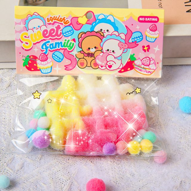 Fuzzy Rainbow Ruffle Squishy Bag