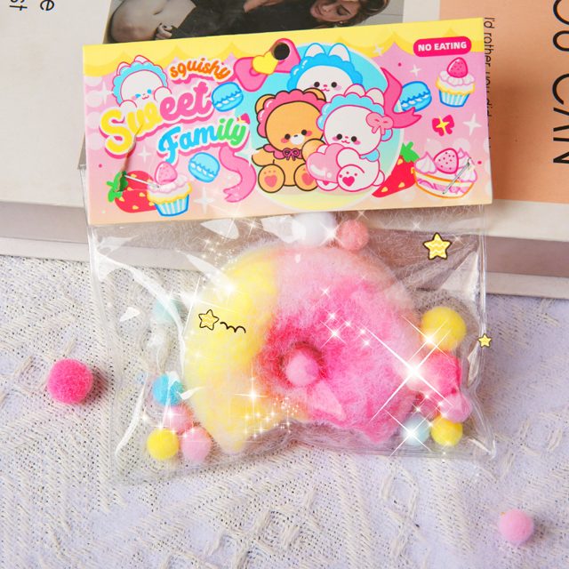 Fuzzy Yellow Ring Donut Squishy Bag