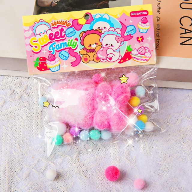 Fuzzy Pink Bunny Squishy Bag