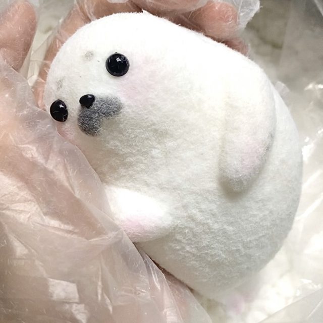 Fuzzy Flocked Baby Seal Squishy