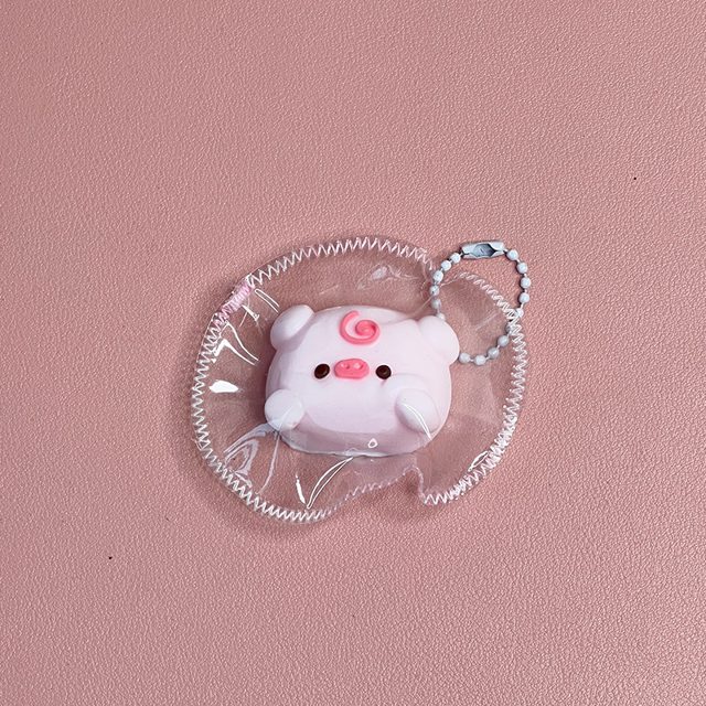 Curly Pink Piggy Squishy Charm
