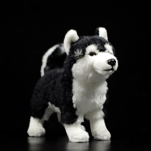 Lifelike Standing Husky Pup Plush
