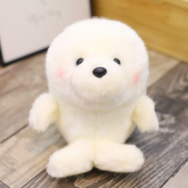 Fluffy White Baby Seal Plush