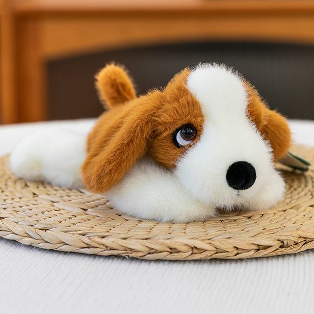 Sleepy Brown-Eared Puppy Plush