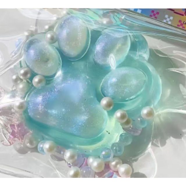 Minty Glitter Cat Paw Squishy
