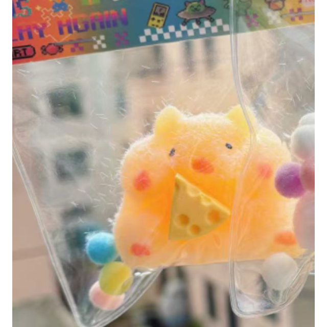 Fuzzy Yellow Cheese Hamster Squishy