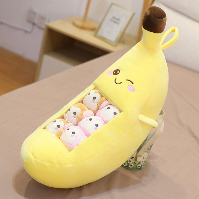 Banana Pouch Full of Mini Plushies