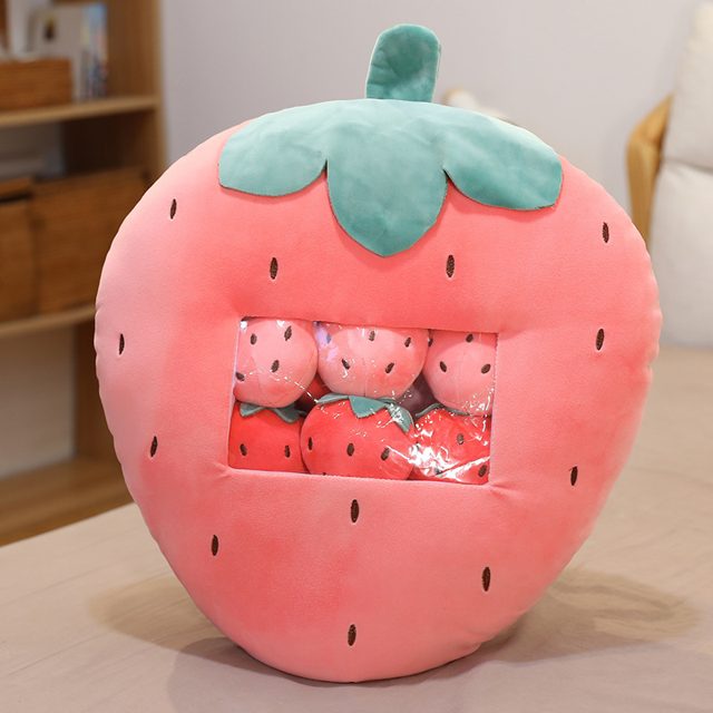 Strawberry Pouch Full of Mini Strawberry Plushies
