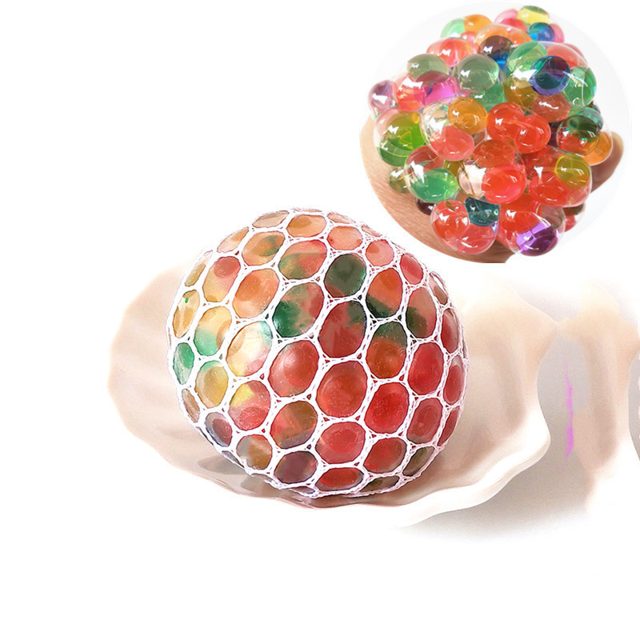 Rainbow Bead Grape Mesh Squish Ball