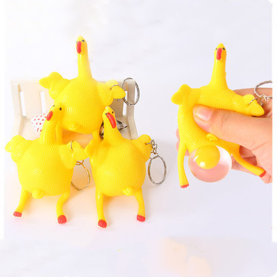 Egg-Laying Chicken Squeeze Keychain