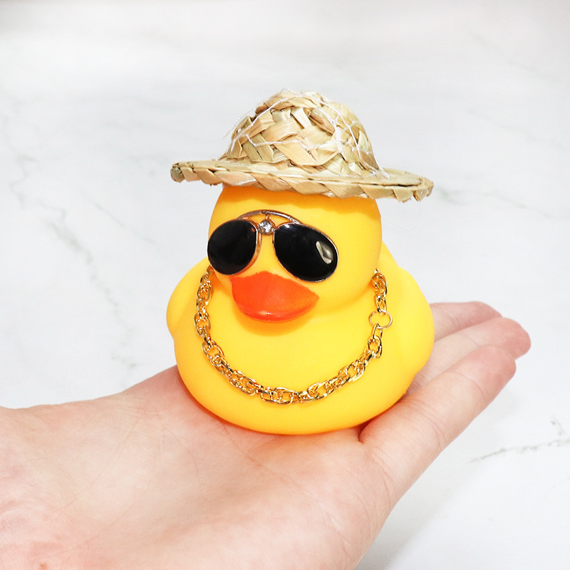Straw Hat Yellow Duck Car Toy