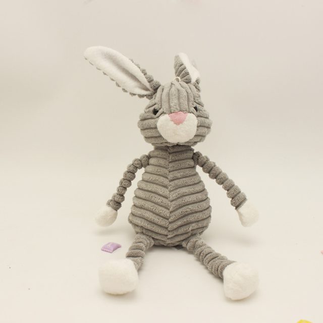 Ribbed Corduroy Grey Bunny Plushie