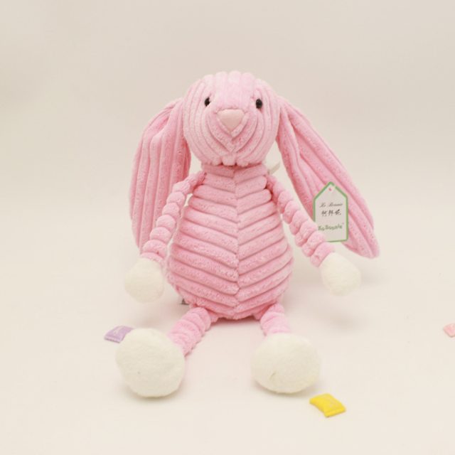 Ribbed Corduroy Pink Bunny Plushie