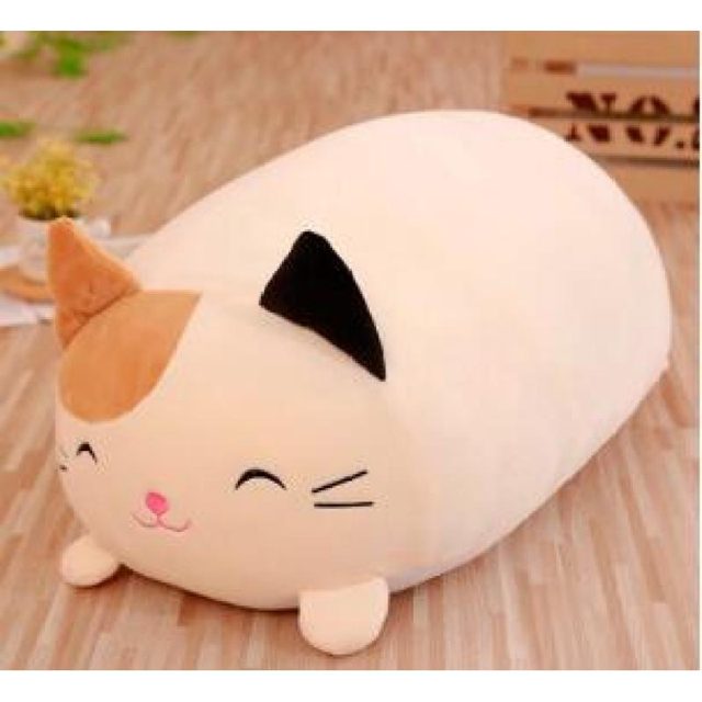 Sleepy Calico Cat Loaf Pillow Plush