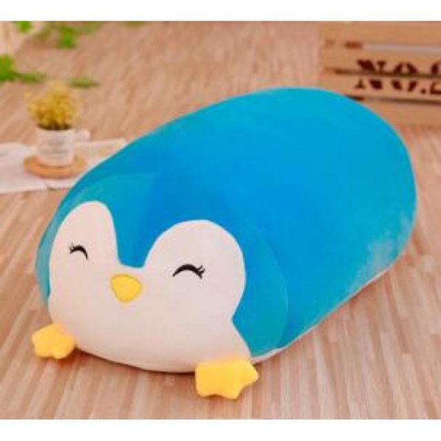 Sleepy Blue Penguin Loaf Pillow 30cm