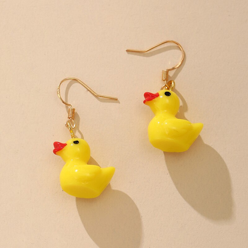 Sweet Little Yellow Duck Earrings Toy