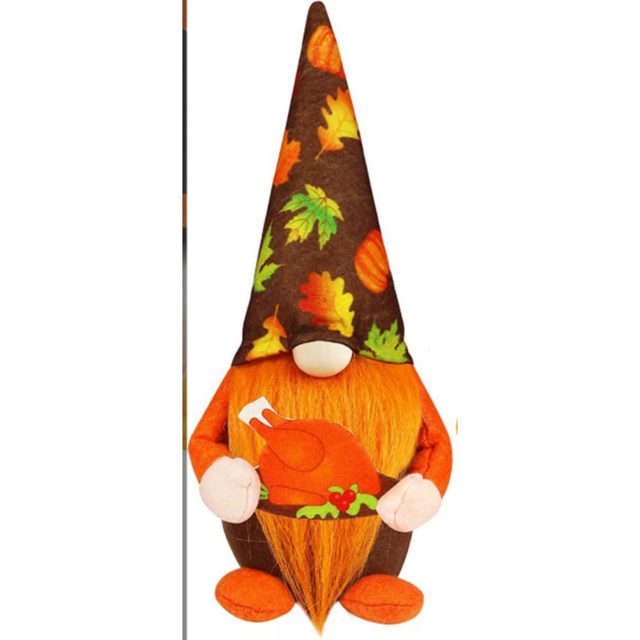 Thanksgiving Gnome Plush With Roast Turkey