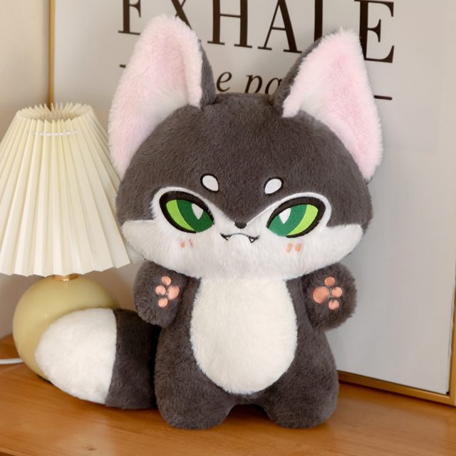 Mischievous Grey Kitty-Fox Plush
