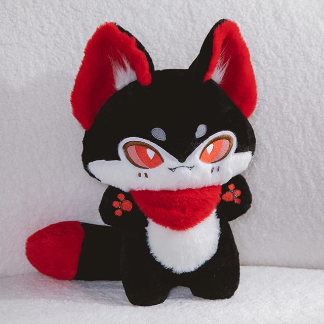 Edgy Black & Red Kitty-Fox Plush